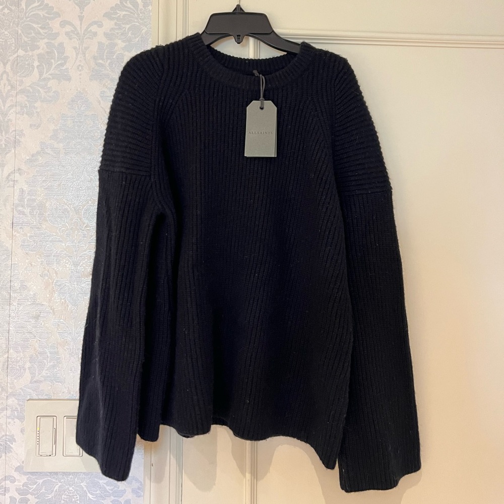 ALL SAINTS Ribbed Jago Crew Neck Jumper Ink Blue